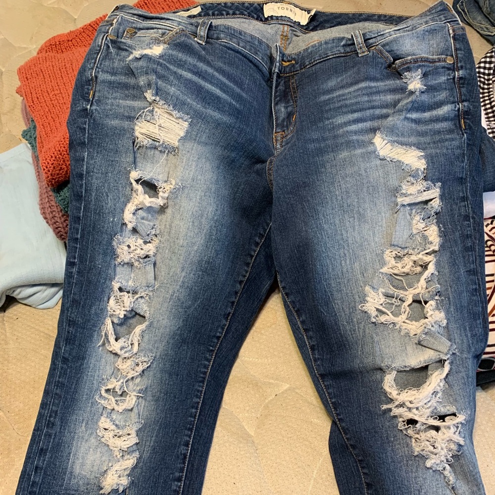 Torrid jeans, size 16, boyfriend fit, distressed.
